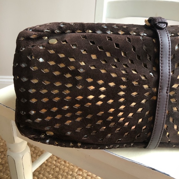 Jimmy Choo Tulita Bag. Chocolate Brown. Perforated. Gold Hardware. - Picture 14 of 15
